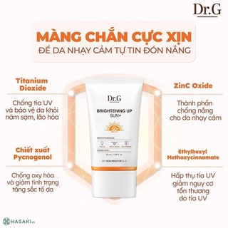 Kem Chống Nắng phổ rộng dưỡng sáng Dr.G Brightening Up Sun/Green Mild Up Sun+ SPF50+ PA+++