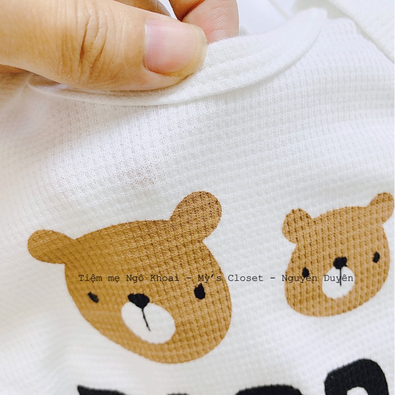 [MD20]🐻SIÊU PHẨM SUNNOZY🐻Set 3 món body chip kèm mũ xinh và tất trắng cho bé