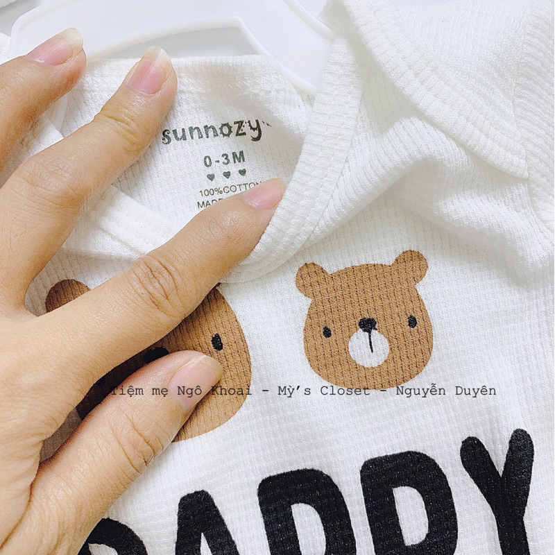 [MD20]🐻SIÊU PHẨM SUNNOZY🐻Set 3 món body chip kèm mũ xinh và tất trắng cho bé