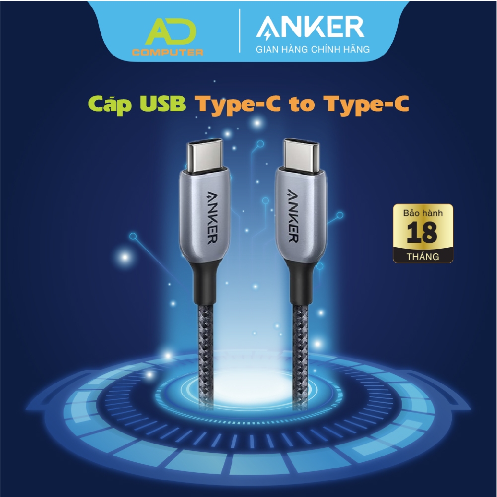 Cáp USB TypeC to TypeC Anker 765 Nylon Cable 140W 0.9m A8865 Hàng