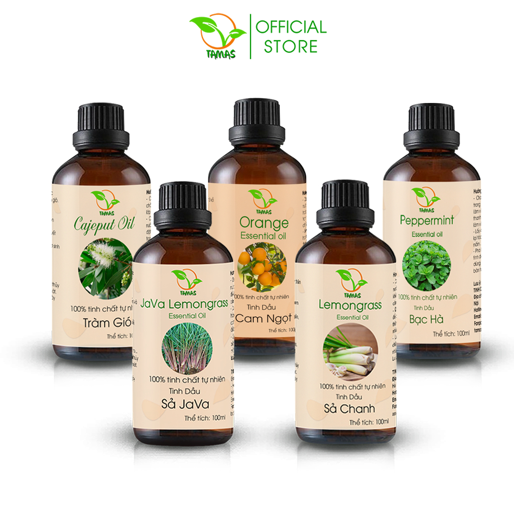Tinh Dầu Nguyên Chất Xông Phòng, Đuổi Muỗi TAMAS Chai 100ml Mùi Tự Chọn: Sả Chanh, Quế,Cam,Bạc Hà...