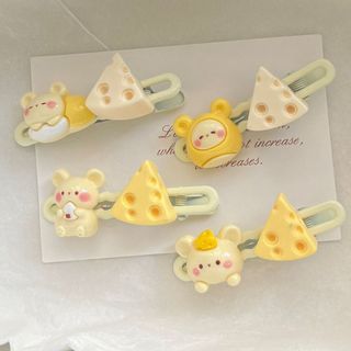 [🔥XƯỞNG SALE SẬP SÀN🔥] Set 2 Kẹp Tóc Hình Phô Mai/ Chuột / Vịt Vàng Sữa Hoạt Hình Dễ Thương K34