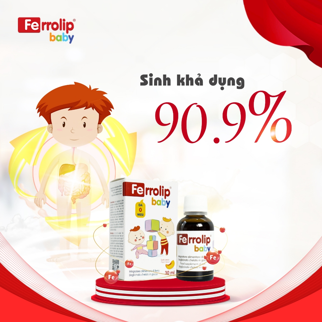 Sắt Ferrolip Baby chai 30ml + quà