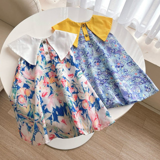 Váy bé gái dáng suông cổ cách điệu thô cotton mặc đi chơi đi biển thoáng mát xinh xắn 1-6 tuổi (9-26kg) N0073 BUNNYKIDS