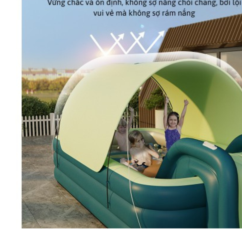 [Hàng Loại 1] Bể Bơi Phao Cầu Trượt Có Mái Che Dày Dặn, Bền Bỉ, Đáy Chống Trượt An Toàn Cho Bé, Tặng Bơm Điện