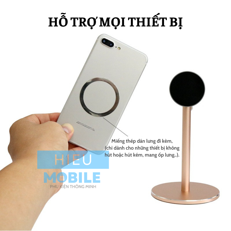 Giá đỡ nam châm gắn điện thoại, tablet để bàn có điều chỉnh độ cao góc nhìn chất liệu nhôm đúc
