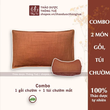 Túi chườm nóng thảo dược (2 món Gối chườm + Chườm mắt) - hương NGẢI CỨU
