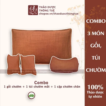 Túi chườm nóng thảo dược (3 món Gối chườm + Chườm mắt + Chườm chân) - vị NGẢI CỨU