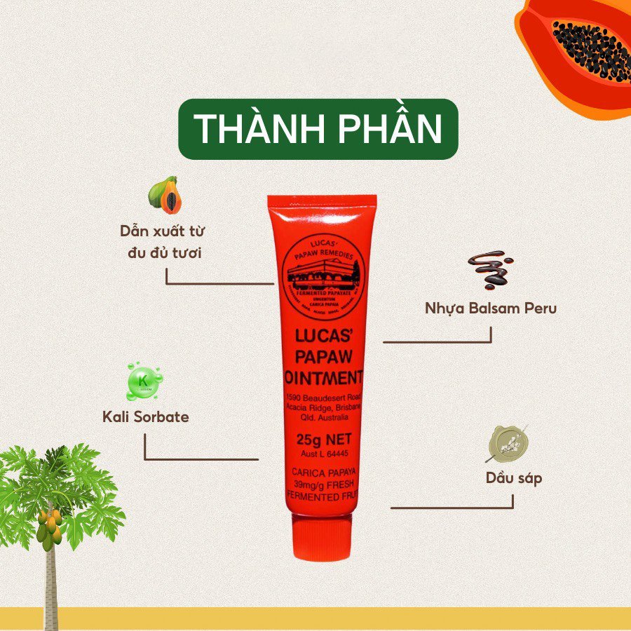 Ảnh Kem đa năng, cấp ẩm Lucas Papaw Ointment dưỡng da tuýp 25g Úc loại bỏ mụn nhọt phát ban mẩn ngứa hăm tã nứt đầu 3