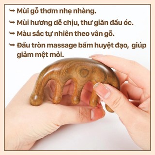 Lược Gỗ Đàn Hương Massage Da Đầu Bấm Huyệt Cổ Vai Gáy | Massage Mặt Thái Dương Dưỡng Sinh Thư Giãn