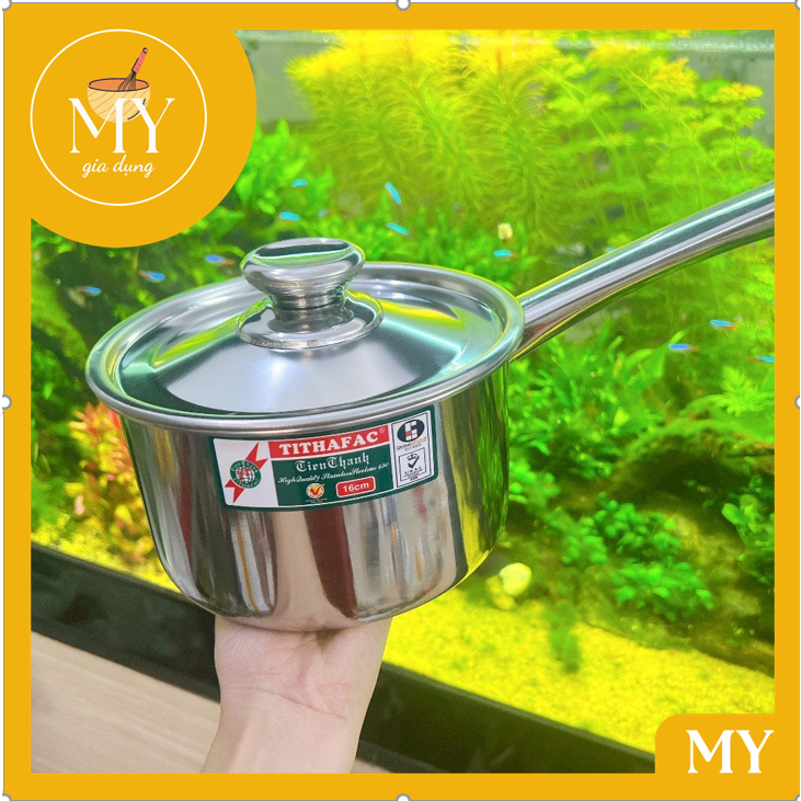 Quánh inox TITHAFAC có kèm nắp size từ 14cm-18cm dùng được mọi loại bếp - Quánh nồi inox kèm nắp