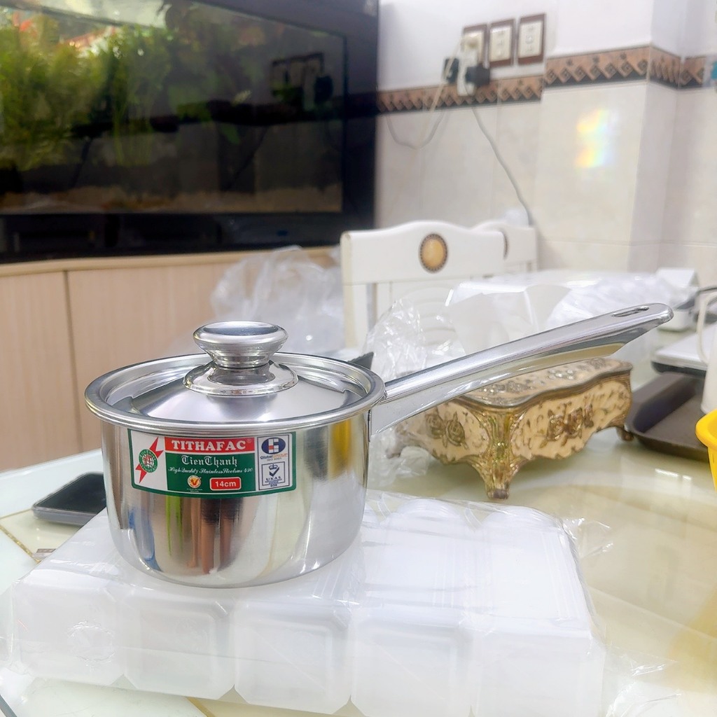 Quánh inox TITHAFAC có kèm nắp size từ 14cm-18cm dùng được mọi loại bếp - Quánh nồi inox kèm nắp