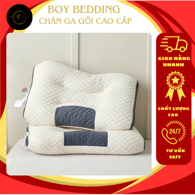 Gối mát xa,Gối công thái học massage cổ vai gáy giảm đau mỏi chất liệu cotton gối ngủ spa thoáng khí bảo vệ đốt sống cổ
