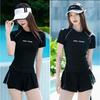 Đồ Bơi Đi Biển Áo Ngắn Tay in chữ Quần 2 Lớp dáng thể thao Lanbishop MS935  (Size S,M,L,XL,XXL)