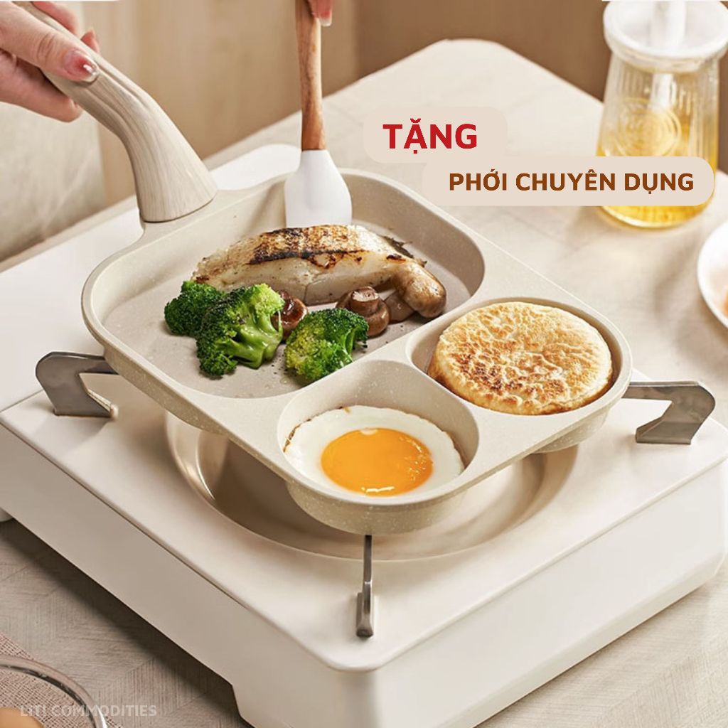 Chảo chiên rán trứng lớn làm bánh 3 ngăn chống dính khuôn chảo hình ...