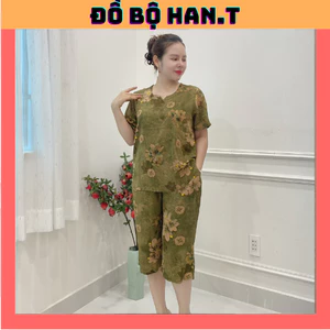 Đồ bộ trung niên áo tay ngắn cổ V,phối quần lửng, lụa mango cao cấp Women ( Cổ V ) HAN.T SHOP
