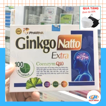 Bổ não Ginkgo Natto Extra Coenzym Q10 Trắng hộp 100 viên nang mềm, tăng cường tuần hoàn não