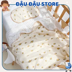 Chăn Xô Muslin Hạt Đậu Molli phong cách Hàn Quốc Cho Bé In Họa Tiết 3D - 100x110cm Đậu Đạu Store
