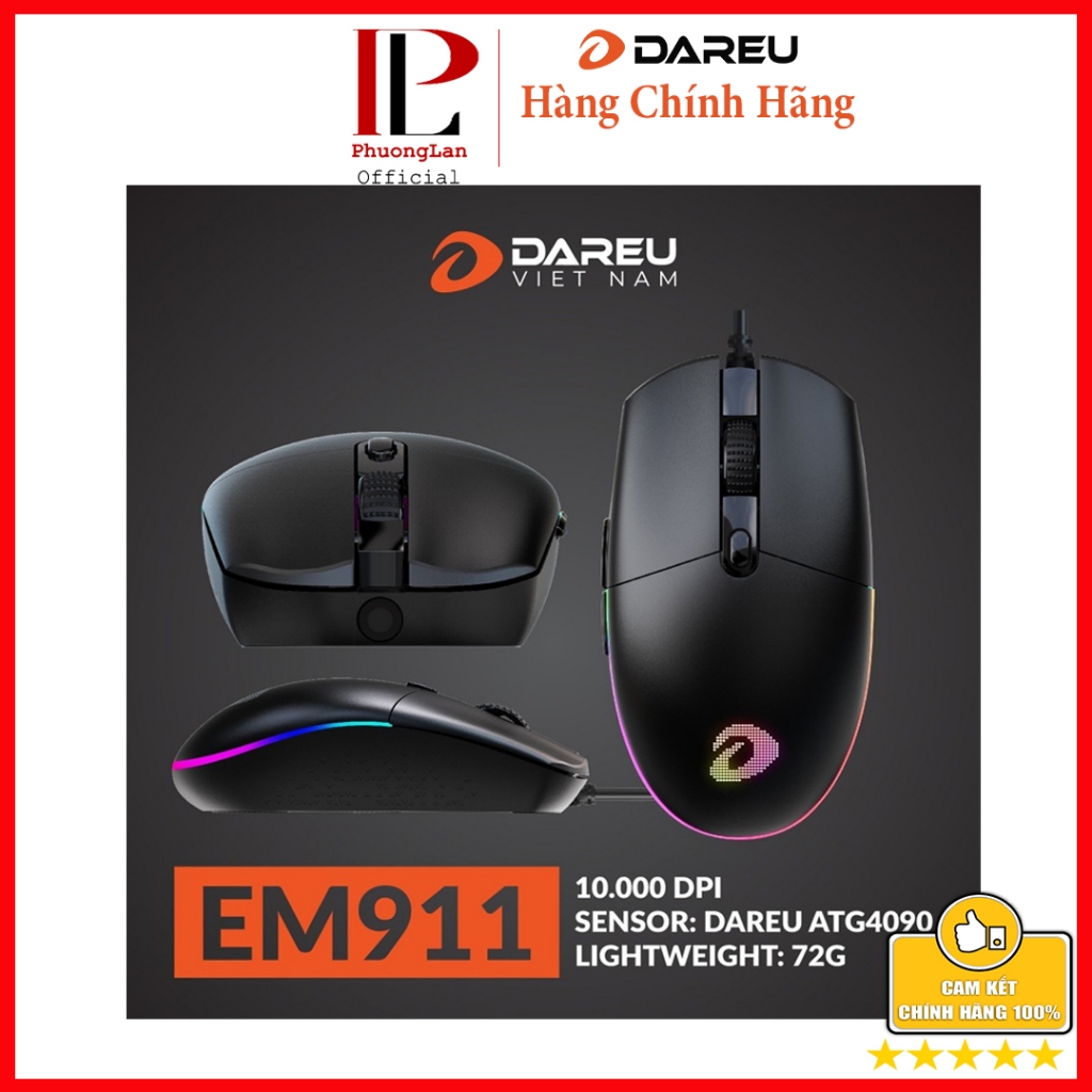 Chuột gaming Dareu EM911 led RGB, kết nối USB, bảo hành 24 tháng ...