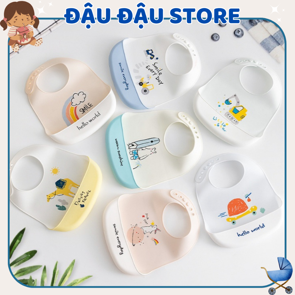 Yếm Ăn Dặm Silicone Cho Bé 💖𝐅𝐑𝐄𝐄 𝐒𝐇𝐈𝐏💖  Yếm Ăn Dặm Silicone NUM BEBE  Có Máng Siêu Nhẹ Hình Mèo Đáng Yêu Cho Bé