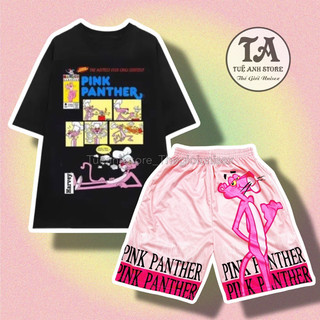 Set bộ đùii Báo Hồng cotton quần áo hoạt hình hoạ tiết đáng yêu - Bộ mặc nhà Cartoon form rộng Unisex nam nữ TUEANHSTORE