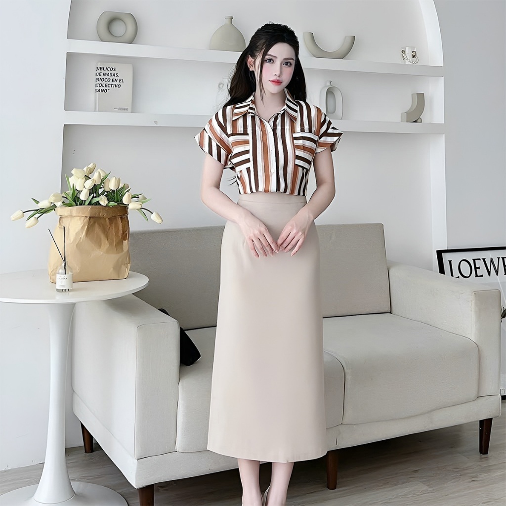 Chân váy dáng suông 80cm sẻ sau chất tuyết mưa cao cấp xưởng may với 30 màu trẻ trung