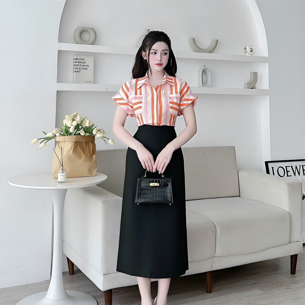 Chân váy dáng suông 80cm sẻ sau chất tuyết mưa cao cấp xưởng may với 30 màu trẻ trung