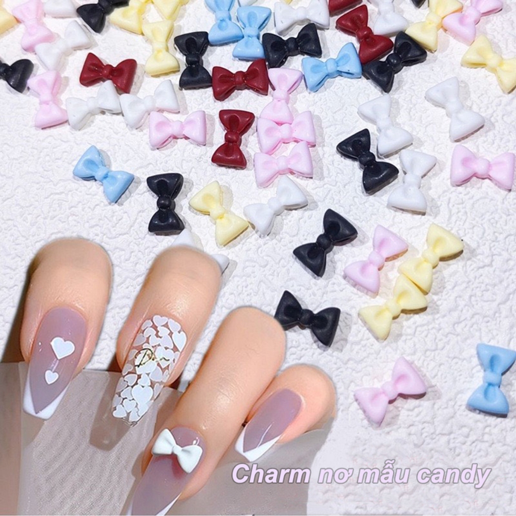 [Túi 10 pcs] Charm nơ nhựa mẫu candy mới cute