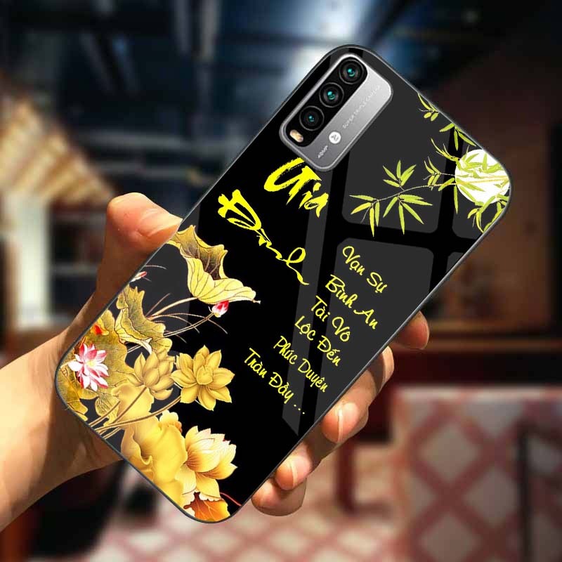 Ốp Lưng XIAOMI REDMI 9T, POCO M3 Mặt Lưng Kính Cường Lực In 3D Cao Cấp