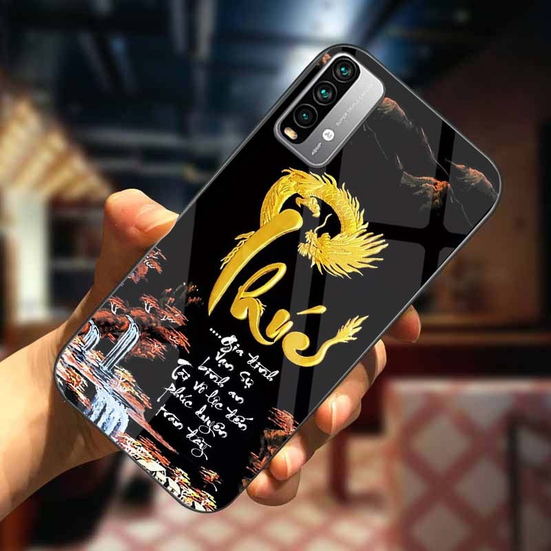 Ốp Lưng XIAOMI REDMI 9T, POCO M3 Mặt Lưng Kính Cường Lực In 3D Cao Cấp