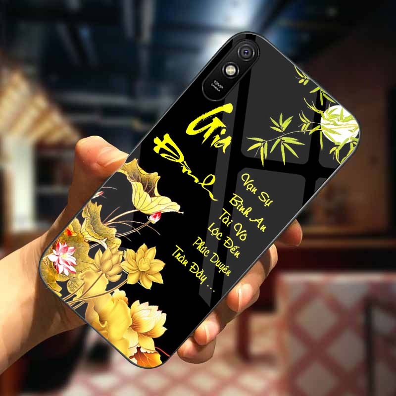 Ốp Lưng XIAOMI REDMI 9A Mặt Lưng Kính Cường Lực In 3D Cao Cấp
