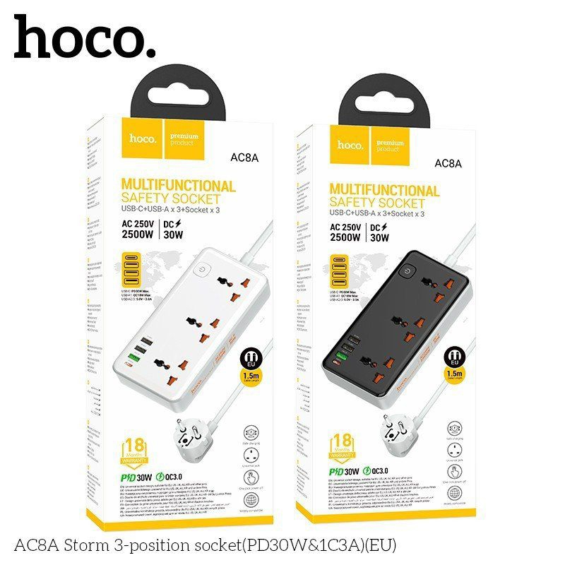 Ổ Cắm Điện Đa Năng Hoco 3 USB sạc nhanh 30w , Có Chức Năng Chống Giật ...