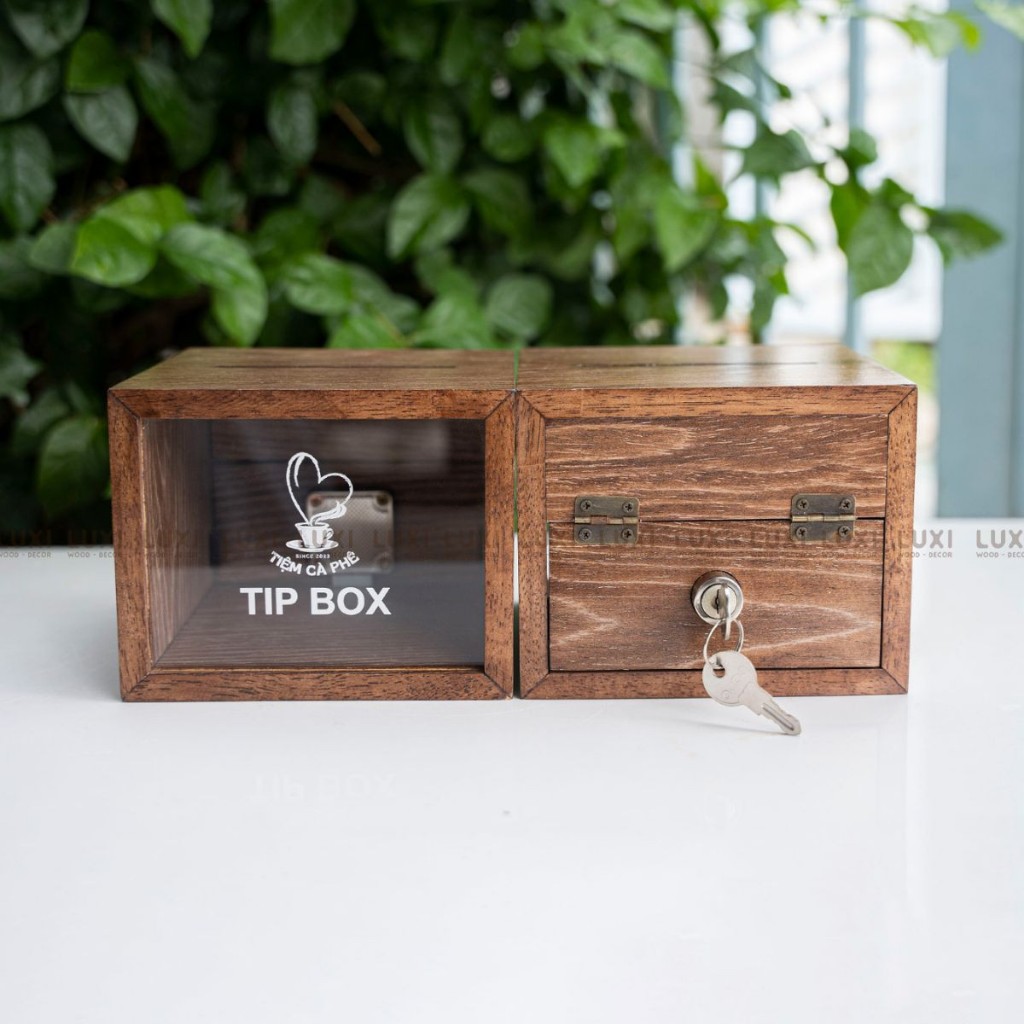 HCM | HỘP TIP BOX GỖ, HỘP ĐỰNG TIỀN DECOR (NỘI DUNG VÀ MÀU SẮC THEO YÊU ...