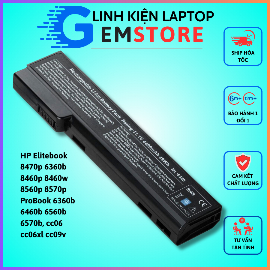 Pin laptop Hp EliteBook 8460W 8460P 8560P 8470P 6cell hàng zin