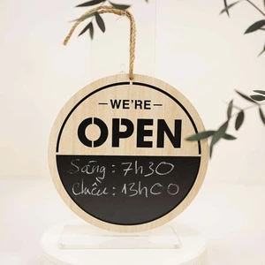 Bảng gỗ treo 2 mặt Open Closed viết phấn giờ đóng mở cửa quán, bảng giờ mở cửa trang trí cửa hàng, quán cà phê, nhà hàng