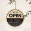 Bảng gỗ treo 2 mặt Open Closed viết phấn giờ đóng mở cửa quán, bảng giờ mở cửa trang trí cửa hàng, quán cà phê, nhà hàng