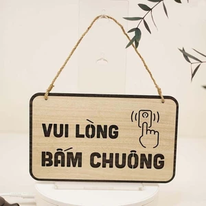 Bảng treo vui lòng bấm chuông trang trí cửa, bảng gỗ treo decor, trang trí cửa thiết kế theo yêu cầu