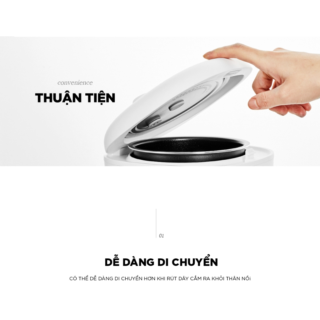 Ảnh Nồi cơm điện Mini Cuckoo 0.36L CR-0255MW - Lòng nồi chống dính - Hàng chính hãng 3