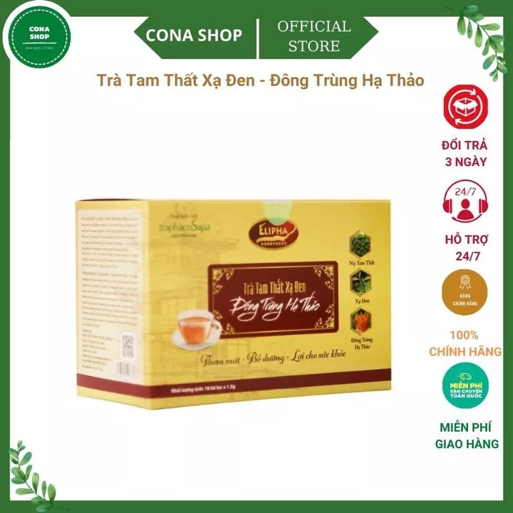 Trà Túi Lọc TRAPHACOSAPA Trà Đông Trùng Hạ Thảo Tam Thất Xạ Đen hộp 18 túi lọc, cona shop