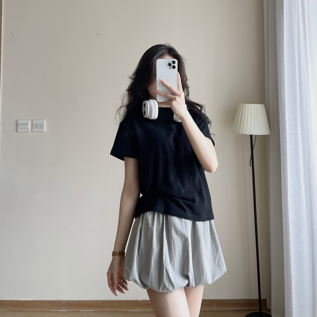 Áo Thun Babytee Cổ Tròn Basic, Áo Baby Tee Trơn Form Vừa, Áo Phông Chất Vải Cotton Mùa Hè Thoáng Mát Premium