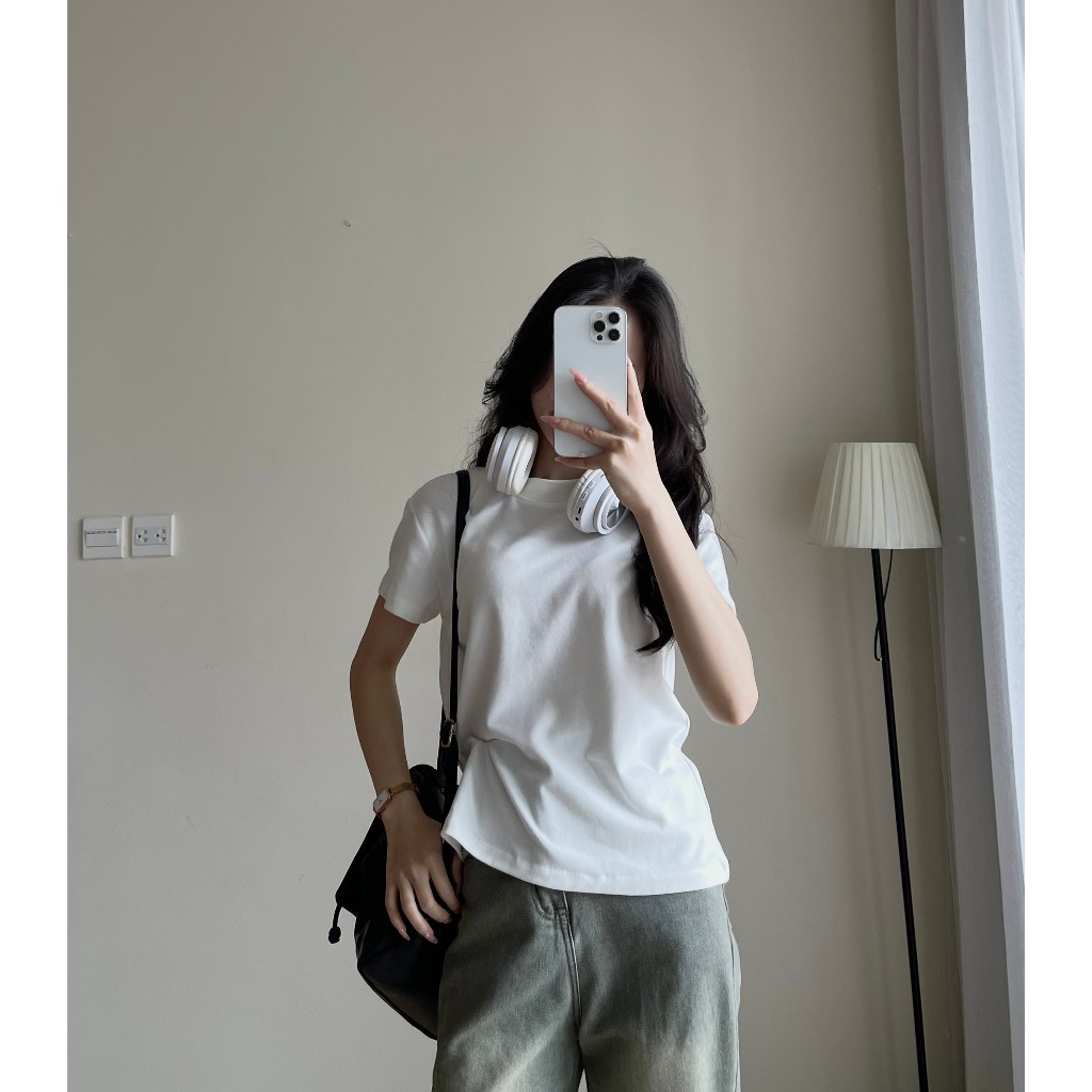 Áo Thun Babytee Cổ Tròn Basic, Áo Baby Tee Trơn Form Vừa, Áo Phông Chất Vải Cotton Mùa Hè Thoáng Mát Premium