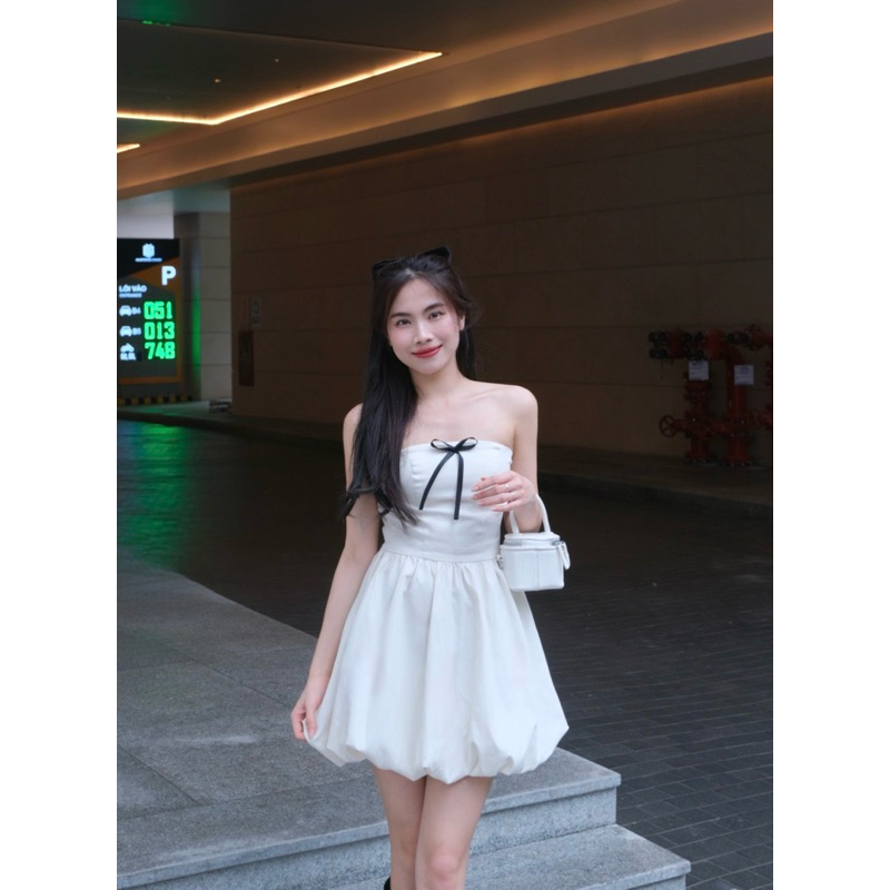 Váy quây đuôi bồng bí đính nơ the.sweaterweather TSW