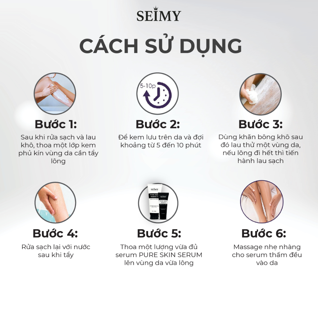 Ảnh Combo Kem Tẩy Lông Seimy - Pure Skin Perfect 100ml 2