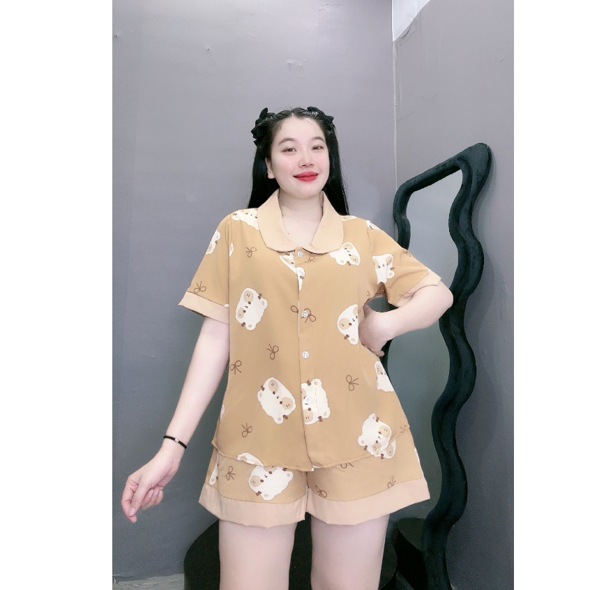 Đồ Bộ Pyjama Bigsize Đùi,Đồ Ngủ Mặc Nhà Chất Liệu Lụa Mặc Mát Thoải Mái SET49
