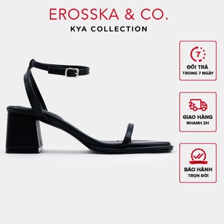 [Erosska] - Giày sandal cao gót mũi vuông quai dây phong cách thanh lịch màu nude cao 6cm - EB071