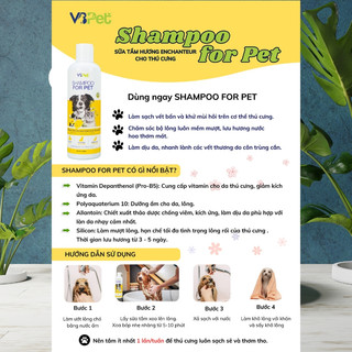 Sữa tắm cho chó mèo Shampoo for pet Vb Pharma giúp khử mùi hôi, dưỡng lông hương lavender chai 250ml