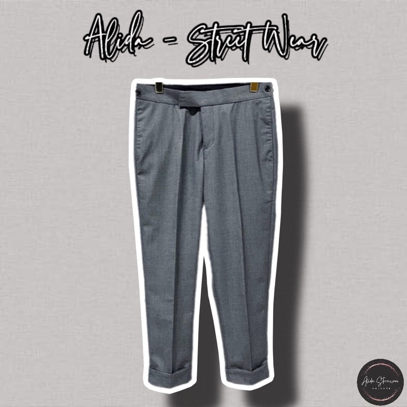 ⚡️[Hight Quality] Quần Âu Th om  Grey Check Leg Trousers - Điểm Nhấn Check Vạch Màu Ở Gấu Và Thân Cao Cấp - TB Qccc