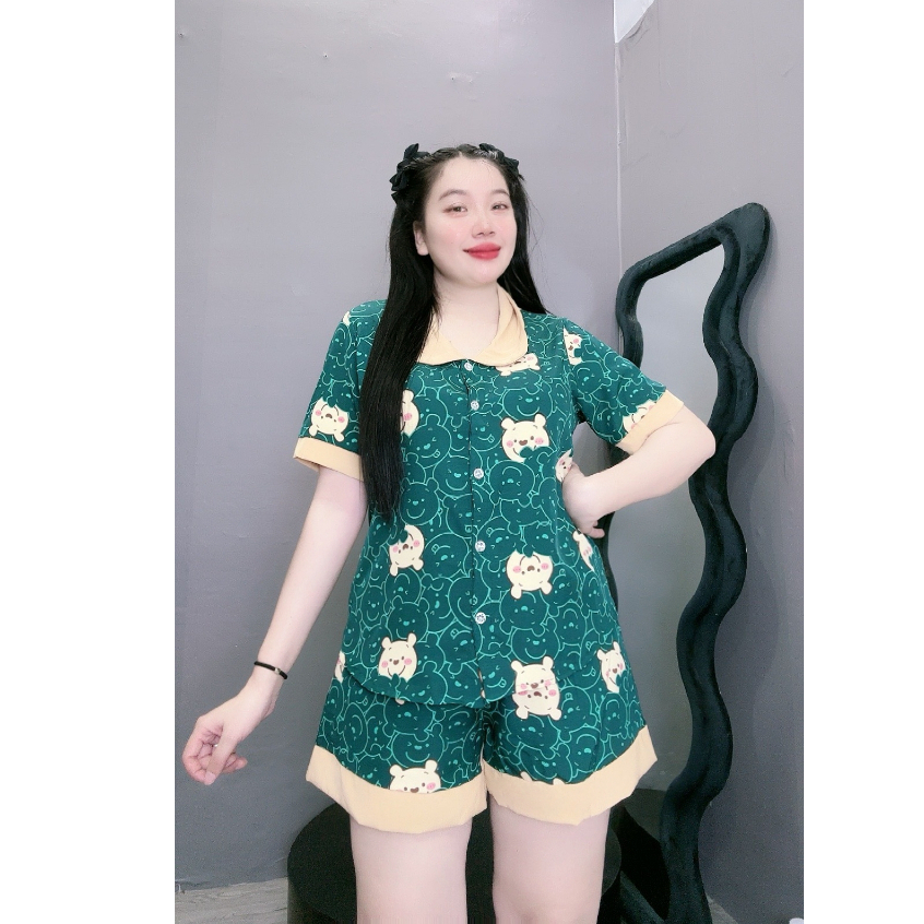 Đồ Bộ Pyjama Bigsize Đùi,Đồ Ngủ Mặc Nhà Chất Liệu Lụa Mặc Mát Thoải Mái SET49