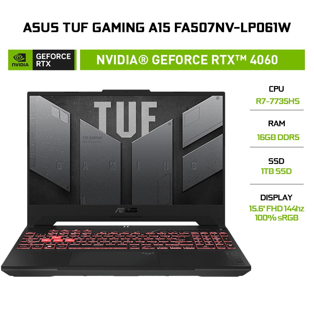 Laptop ASUS TUF Gaming A15 FA507NV-LP061W R7-7735HS | 16GB | 1TB | RTX ...