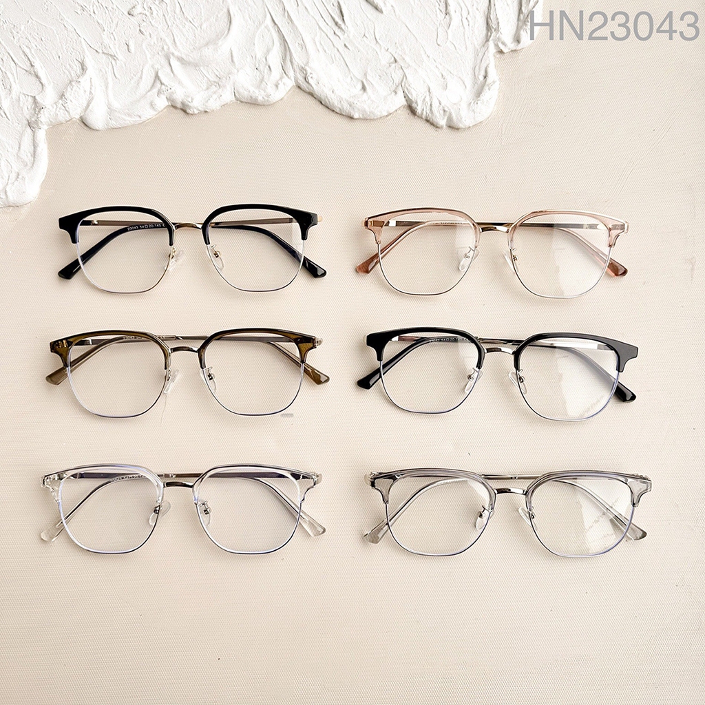Ảnh Gọng kính cận nam nữ LANI kim loại nửa viền thời trang 23043 lắp mắt cận có độ theo yêu cầu 2